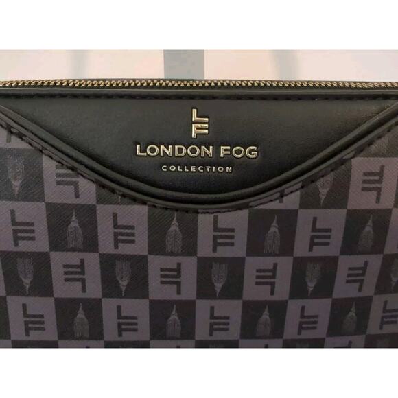 LONDON FOG Black Gray Addison Tower Monogram Purse Shoulder Bag Crossbody NWT - Picture 3 of 8